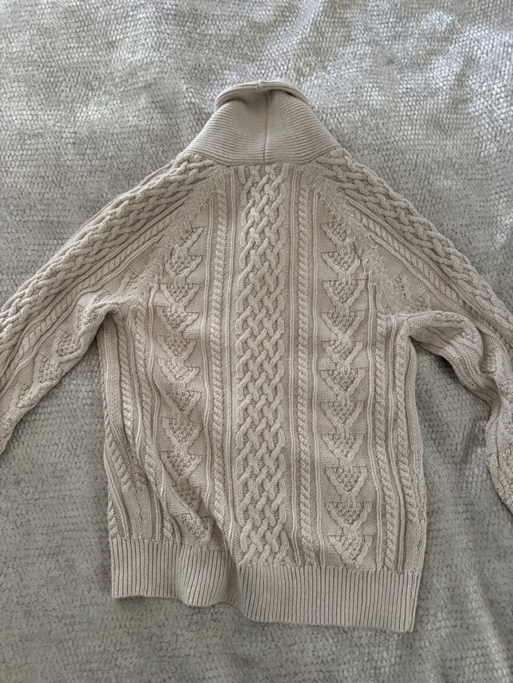 J. Crew Men's Cable Shawl Collar Cardigan - Cream - Picture 3 of 7
